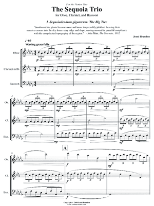 Jenni Brandon: The Sequoia Trio For Oboe, Clarinet and Bassoon