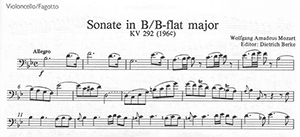 W.A. Mozart: Sonata in Bb KV 292 for Bassoon and Piano (or 2 Bassoons)