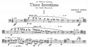 George Perle: Three Inventions for Solo Bassoon