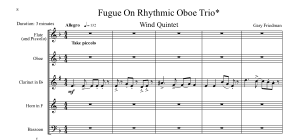 Gary Friedman: Fugue on Rhythmic Oboe Trio for Wind Quintet