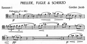 Gordon Jacob: Prelude, Fugue and Scherzo for 4 Bassoons