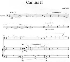 Marc Vallon: Cantus II for Bassoon and Piano