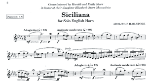 Adolphus Hailstork: Siciliana for Solo English Horn