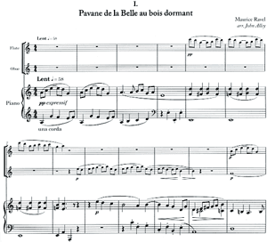 Maurice Ravel: Mother Goose Suite Cinq pieces enfantines. Arranged for Flute, Oboe and Piano