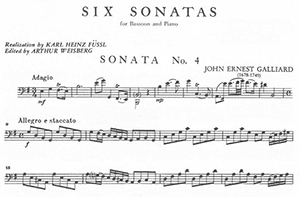 John Ernest Galliard: Six Sonatas for bassoon and piano. Volume II