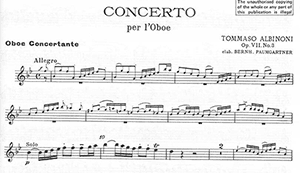 Tomaso Albinoni Oboe Concerto a Cinque in Bb Op. 7 No. 3