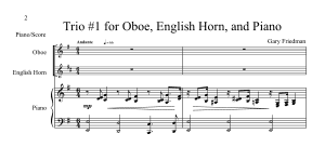 Gary Friedman: Three Trios for Oboe, English Horn and Piano
