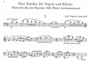 Jose Siqueira: Three Etudes for Bassoon and Piano