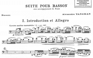 Alexandre Tansman: Suite for Bassoon and Piano