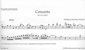 W.A. Mozart: Concerto for Bassoon in B flat K.191