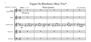 Gary Friedman: Fugue on Rhythmic Oboe Trio for Wind Quintet