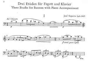 Jose Siqueira: Three Etudes for Bassoon and Piano