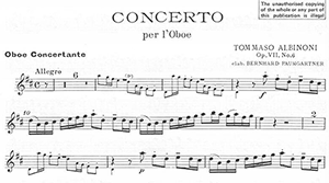Tomaso Albinoni: Oboe Concerto a Cinque in D Op. 7 No. 6