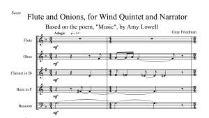 Gary Friedman: Flute and Onions for Wind Quintet and Narrator