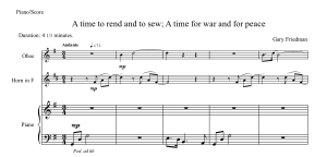 Gary Friedman: A time to rend and to sew; A time for war and for peace