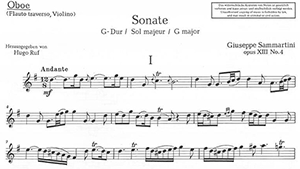 Giuseppe Sammartini: Oboe Sonata in G major, op 13 #4