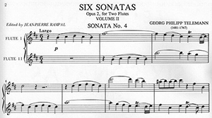 Georg Philipp Telemann: Six Sonatas Op. 2 Vol II for Two Flutes