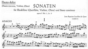 Jean Baptiste Loeillet: Three Sonatas for Oboe Opus 1