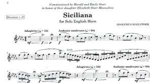 Adolphus Hailstork: Siciliana for Solo English Horn
