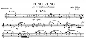 Alan Ridout: Concertino for Cor Anglais and Strings