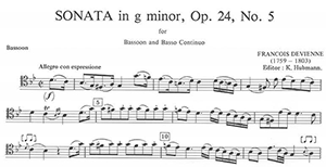 Francois Devienne: Sonata for Bassoon and Basso Continuo in G min Op. 24 No. 5