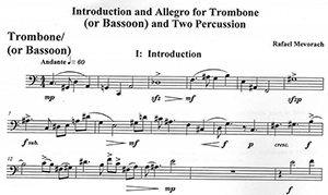 Rafael Mevorach: Introduction and Allegro for Trombone or Bassoon and Two Percussion (2004)