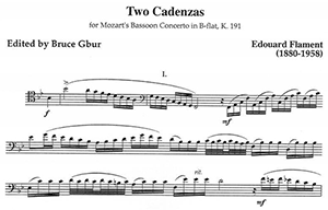 Mozart/Flament: Two Cadenzas for the Mozart Bassoon Concerto, K.191