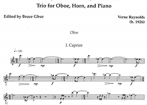Verne Reynolds: Trio for Oboe,Horn and Piano