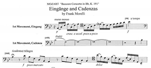 Mozart/Morelli: Cadenzas, Bassoon Concerto K191